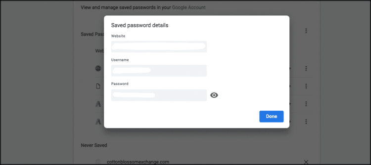 Saved Passwords in Google Chrome